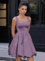 A-line Square Short/Mini Satin Corset Homecoming Dress