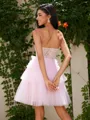 Ball-Gown Tulle Sweetheart Appliques Lace Corset Short/Mini Homecoming Dress