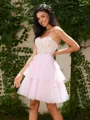 Ball-Gown Tulle Sweetheart Appliques Lace Corset Short/Mini Homecoming Dress