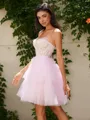 Ball-Gown Tulle Sweetheart Appliques Lace Corset Short/Mini Homecoming Dress