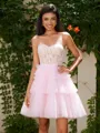 Ball-Gown Tulle Sweetheart Appliques Lace Corset Short/Mini Homecoming Dress