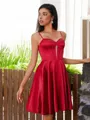 A-line Spaghetti Straps Short/Mini Silk Like Satin Corset Homecoming Dress