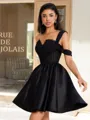 Ball-Gown One-Shoulder Pleated Short/Mini Satin Corset Homecoming Dress