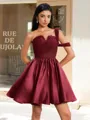 Ball-Gown One-Shoulder Pleated Short/Mini Satin Corset Homecoming Dress