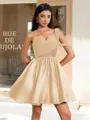 Ball-Gown One-Shoulder Pleated Short/Mini Satin Corset Homecoming Dress