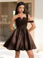 Ball-Gown One-Shoulder Pleated Short/Mini Satin Corset Homecoming Dress