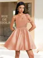 Ball-Gown One-Shoulder Pleated Short/Mini Satin Corset Homecoming Dress