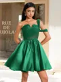 Ball-Gown One-Shoulder Pleated Short/Mini Satin Corset Homecoming Dress