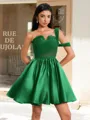 Ball-Gown One-Shoulder Pleated Short/Mini Satin Corset Homecoming Dress