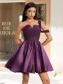 Ball-Gown One-Shoulder Pleated Short/Mini Satin Corset Homecoming Dress