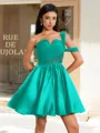 Ball-Gown One-Shoulder Pleated Short/Mini Satin Corset Homecoming Dress