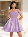 Ball-Gown One-Shoulder Pleated Short/Mini Satin Corset Homecoming Dress