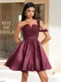 Ball-Gown One-Shoulder Pleated Short/Mini Satin Corset Homecoming Dress