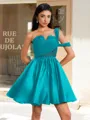 Ball-Gown One-Shoulder Pleated Short/Mini Satin Corset Homecoming Dress