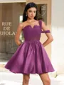 Ball-Gown One-Shoulder Pleated Short/Mini Satin Corset Homecoming Dress