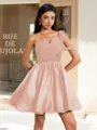 Ball-Gown One-Shoulder Pleated Short/Mini Satin Corset Homecoming Dress