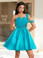 Ball-Gown One-Shoulder Pleated Short/Mini Satin Corset Homecoming Dress