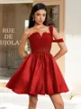 Ball-Gown One-Shoulder Pleated Short/Mini Satin Corset Homecoming Dress