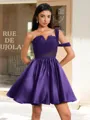 Ball-Gown One-Shoulder Pleated Short/Mini Satin Corset Homecoming Dress