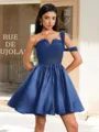 Ball-Gown One-Shoulder Pleated Short/Mini Satin Corset Homecoming Dress