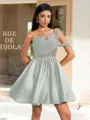 Ball-Gown One-Shoulder Pleated Short/Mini Satin Corset Homecoming Dress