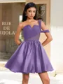 Ball-Gown One-Shoulder Pleated Short/Mini Satin Corset Homecoming Dress