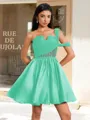 Ball-Gown One-Shoulder Pleated Short/Mini Satin Corset Homecoming Dress