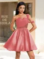 Ball-Gown One-Shoulder Pleated Short/Mini Satin Corset Homecoming Dress