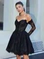 Ball-Gown Sweetheart Long Sleeves Appliques Lace Short/Mini Lace Corset Homecoming Dress