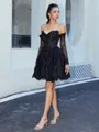 Ball-Gown Sweetheart Long Sleeves Appliques Lace Short/Mini Lace Corset Homecoming Dress