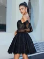 Ball-Gown Sweetheart Long Sleeves Appliques Lace Short/Mini Lace Corset Homecoming Dress