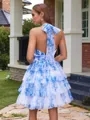 A-line Halter Cascading Ruffles Short/Mini Homecoming Dress