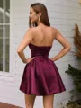 A-line Straight Bow Short/Mini Satin Homecoming Dress