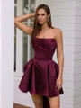A-line Straight Bow Short/Mini Satin Homecoming Dress