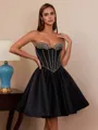 A-line Sweetheart Bow Short/Mini Satin Corset Homecoming Dress