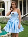 A-line Straight Bow Short/Mini Corset Homecoming Dress