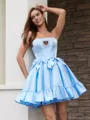 A-line Straight Bow Short/Mini Corset Homecoming Dress
