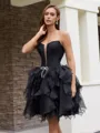 Ball-Gown Straight Cascading Ruffles Short/Mini Organza Corset Homecoming Dress