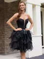 Ball-Gown Straight Cascading Ruffles Short/Mini Organza Corset Homecoming Dress