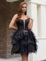 Ball-Gown Straight Cascading Ruffles Short/Mini Organza Corset Homecoming Dress