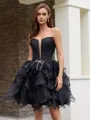 Ball-Gown Straight Cascading Ruffles Short/Mini Organza Corset Homecoming Dress