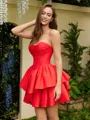 A-line Sweetheart Cascading Ruffles Short/Mini Corset Homecoming Dress