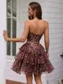 A-line Sweetheart Cascading Ruffles Short/Mini Corset Homecoming Dress