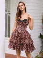 A-line Sweetheart Cascading Ruffles Short/Mini Corset Homecoming Dress