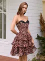 A-line Sweetheart Cascading Ruffles Short/Mini Corset Homecoming Dress