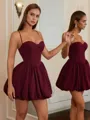 Ball-Gown Spaghetti Straps Pleated Short/Mini Homecoming Dress