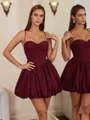 Ball-Gown Spaghetti Straps Pleated Short/Mini Homecoming Dress
