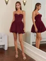 Ball-Gown Spaghetti Straps Pleated Short/Mini Homecoming Dress