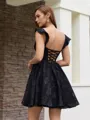 A-line Square Pleated Short/Mini Lace Corset Homecoming Dress