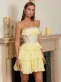 A-line Straight Cascading Ruffles Short/Mini Chiffon Corset Homecoming Dress
